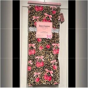 Juicy Couture Pink Bow Leopard Cherry Blanket